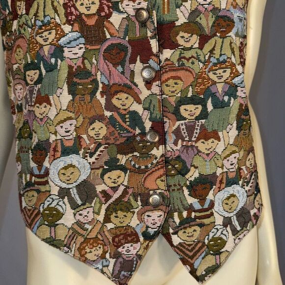 Vintage CLIO International Children Tapestry Vest Womens Size Large - Picture 3 of 13